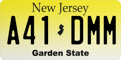 NJ license plate A41DMM
