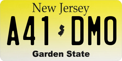 NJ license plate A41DMO