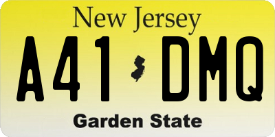 NJ license plate A41DMQ