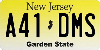 NJ license plate A41DMS