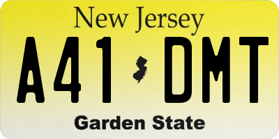 NJ license plate A41DMT