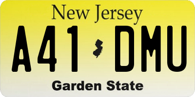 NJ license plate A41DMU