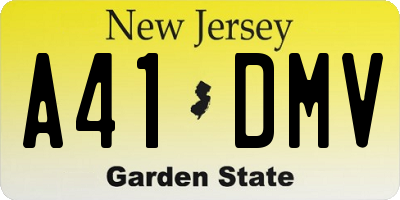 NJ license plate A41DMV