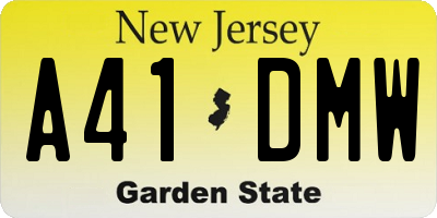 NJ license plate A41DMW