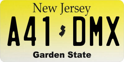 NJ license plate A41DMX