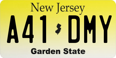 NJ license plate A41DMY