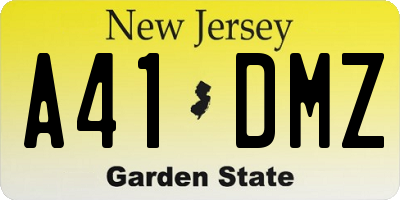 NJ license plate A41DMZ