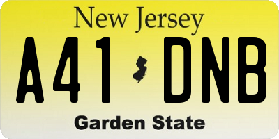 NJ license plate A41DNB