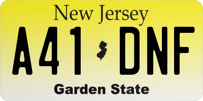 NJ license plate A41DNF