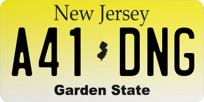 NJ license plate A41DNG