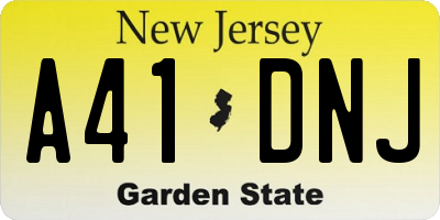 NJ license plate A41DNJ