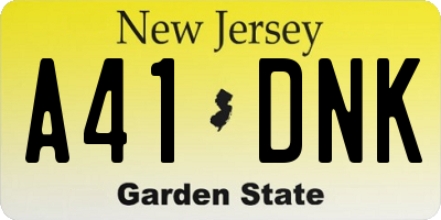 NJ license plate A41DNK