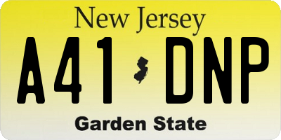 NJ license plate A41DNP