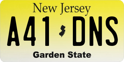 NJ license plate A41DNS