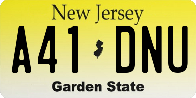 NJ license plate A41DNU