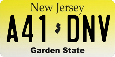 NJ license plate A41DNV