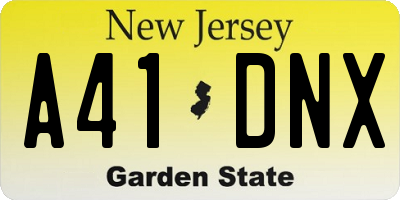 NJ license plate A41DNX