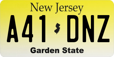 NJ license plate A41DNZ