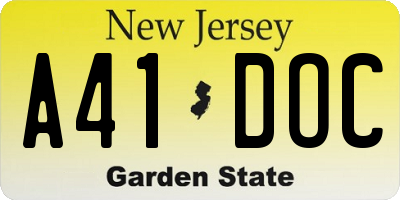 NJ license plate A41DOC