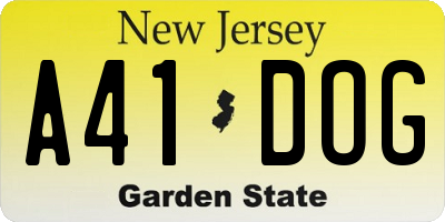 NJ license plate A41DOG