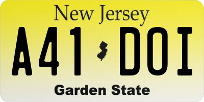 NJ license plate A41DOI