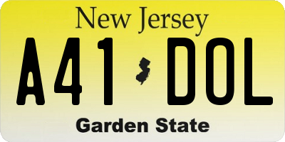 NJ license plate A41DOL