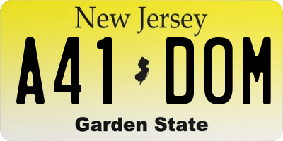 NJ license plate A41DOM