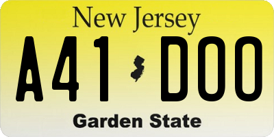 NJ license plate A41DOO