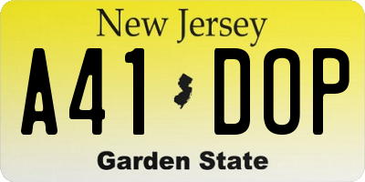 NJ license plate A41DOP