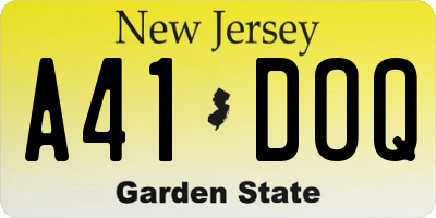 NJ license plate A41DOQ
