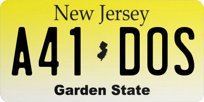 NJ license plate A41DOS