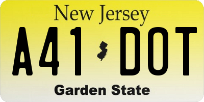 NJ license plate A41DOT