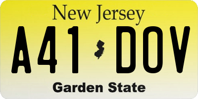 NJ license plate A41DOV