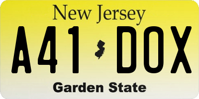 NJ license plate A41DOX