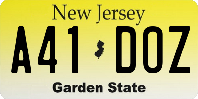 NJ license plate A41DOZ