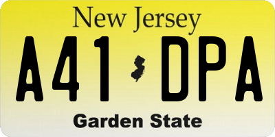 NJ license plate A41DPA