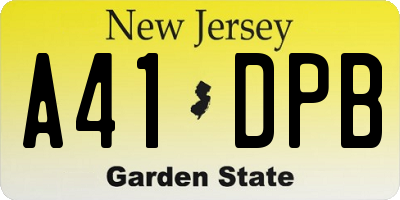 NJ license plate A41DPB
