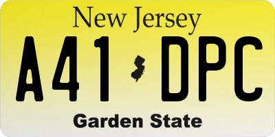 NJ license plate A41DPC