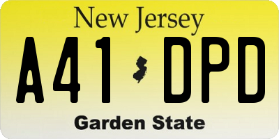 NJ license plate A41DPD