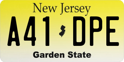 NJ license plate A41DPE
