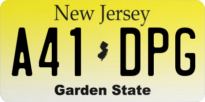 NJ license plate A41DPG