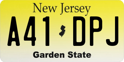 NJ license plate A41DPJ