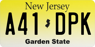 NJ license plate A41DPK