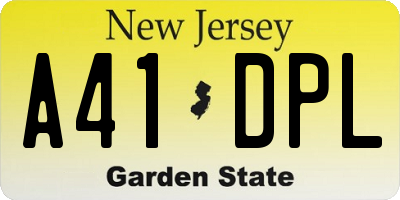 NJ license plate A41DPL