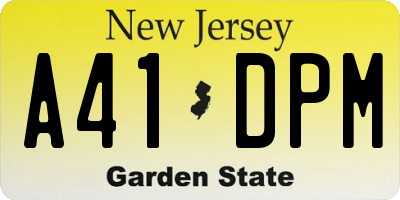 NJ license plate A41DPM