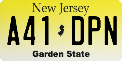 NJ license plate A41DPN