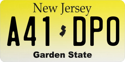 NJ license plate A41DPO