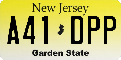 NJ license plate A41DPP