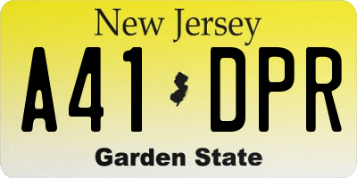 NJ license plate A41DPR