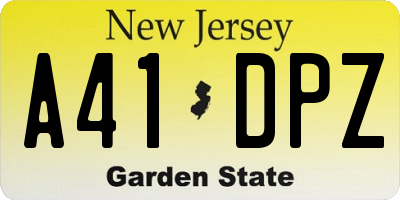 NJ license plate A41DPZ